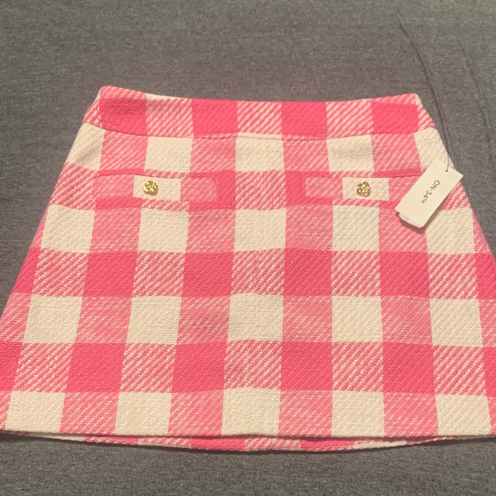 Chic Pink and White Checkered Mini Skirt